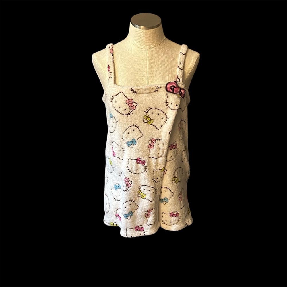 Hello Kitty Sanrio Cozy Terry Cloth Robe Towel Shower Wrap with Straps